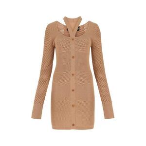 ANDREADAMO Knit Cutout Neck Dress Women BROWN Dresses